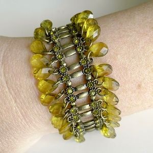 Green Bead & Crystal Bracelet